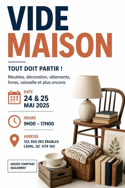Exemple d'affiche vide maison professionnelle et lisible pour une communication efficace.