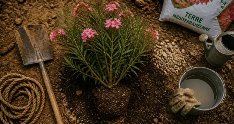 Quand transplanter un laurier rose en pleine terre : motte et reprise réussie