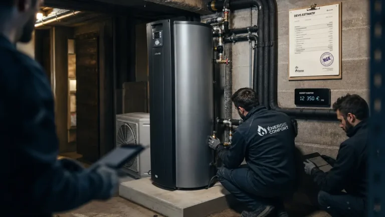 Chauffe eau thermodynamique prix : équipe inspecte et devis chantier