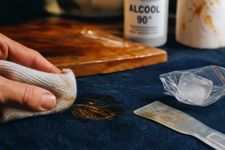 Enlever des taches de resine sur jean avec alcool 90°