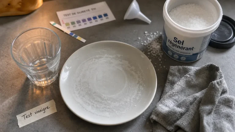Lave vaisselle qui laisse des traces de sel : pot à sel et test de rinçage