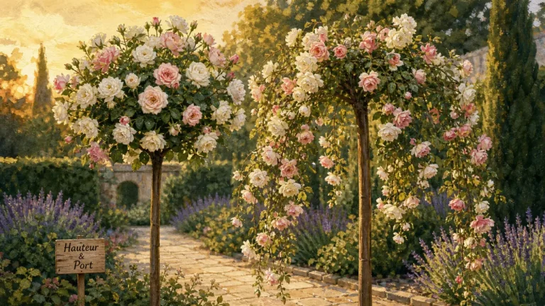 Rosiers tiges pleureurs : boule fleurie et cascade retombante