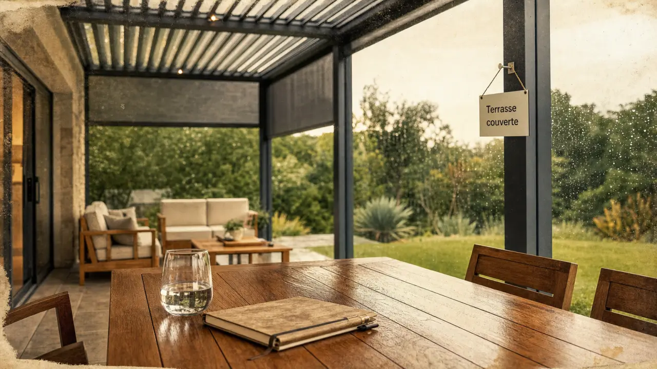 Terrasse couverte maison avec pergola aluminium moderne