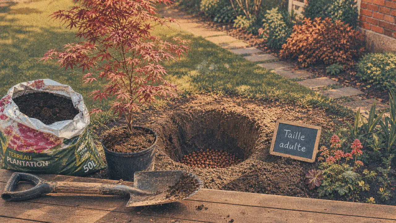 Arbre a planter : érable du Japon, trou de plantation pour l’ombre