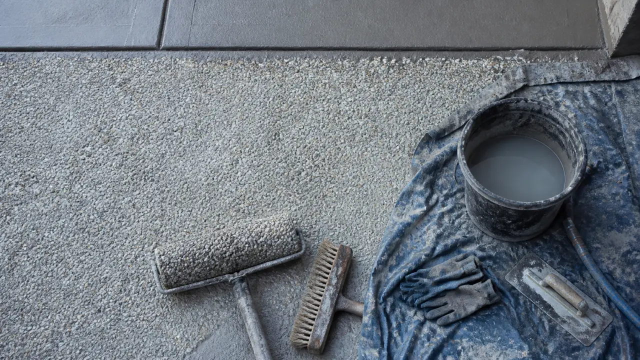 Béton lavé frais : outils de lavage et granulats apparents