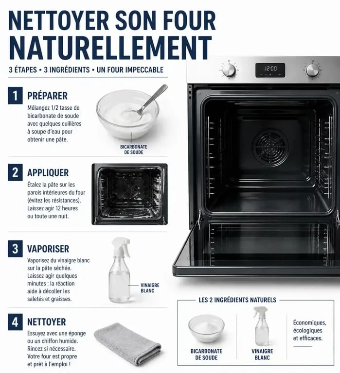 Étapes pour nettoyer son four naturellement avec du bicarbonate et du vinaigre