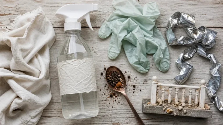 Recette de grand mere pour faire fuir les pigeons : flacon de vinaigre blanc, épices et aluminium