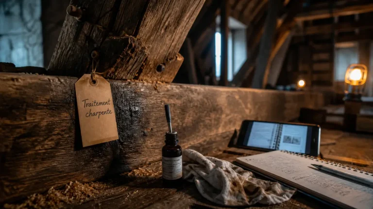 Traitement charpente bois : diagnostic et application en combles sur poutre en bois