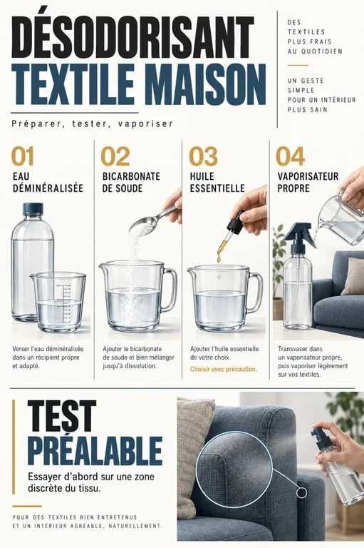 Préparation d’un désodorisant maison en spray pour les tissus
