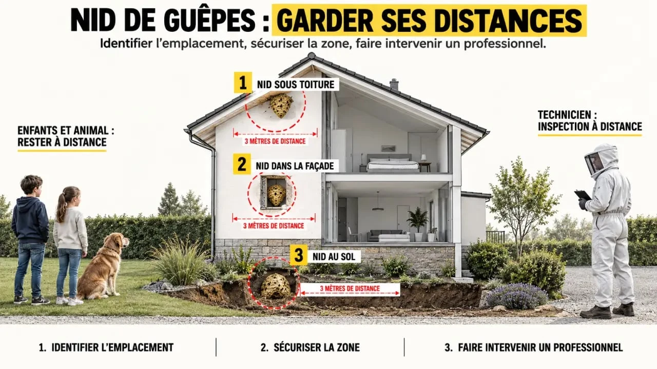 Intervention nid de guêpe : zones à sécuriser et intervention d’un professionnel