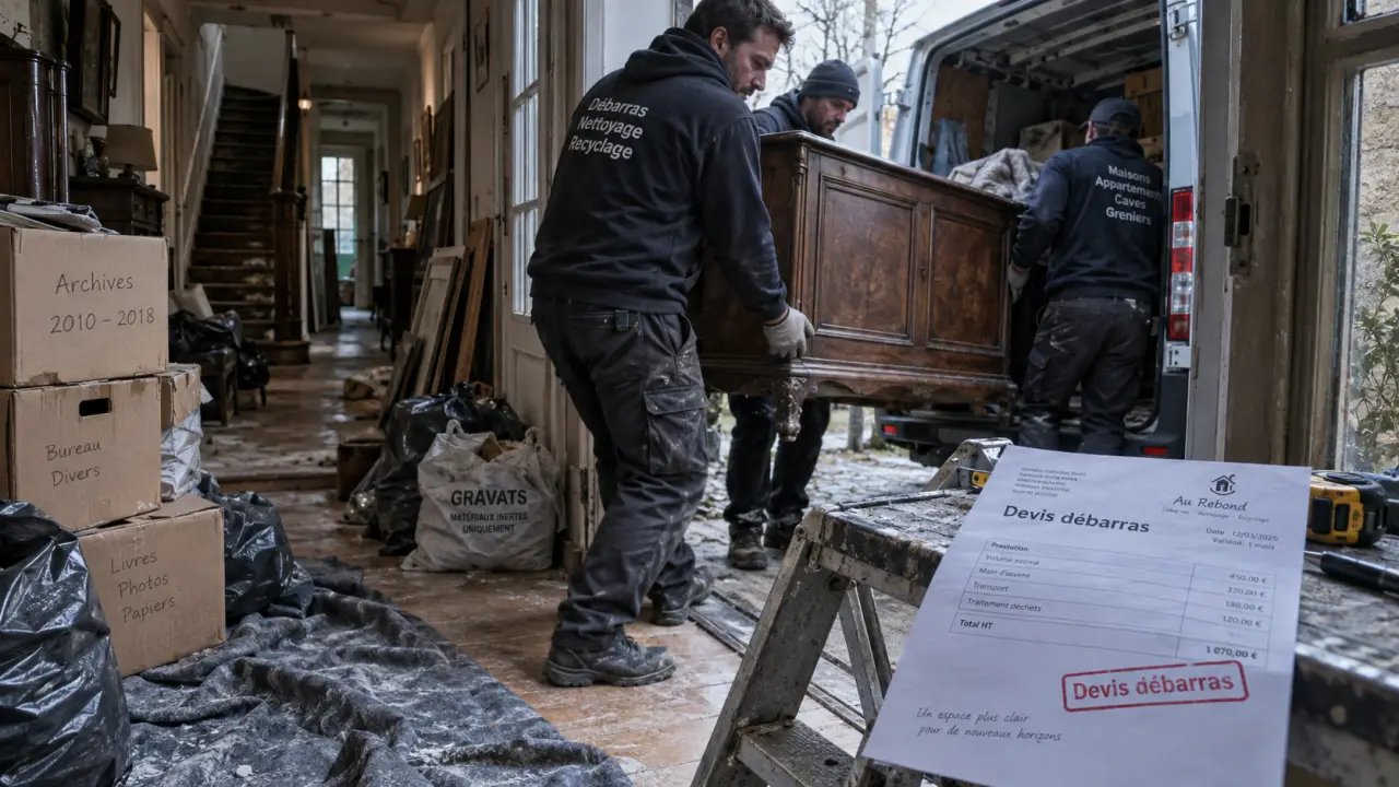 Entreprise vide maison : devis détaillant les frais