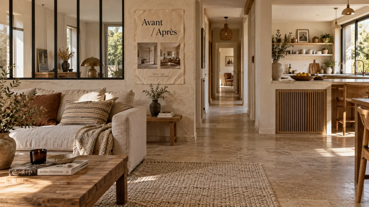 Maison chaleureuse com travaux : entrée lumineuse et volumes