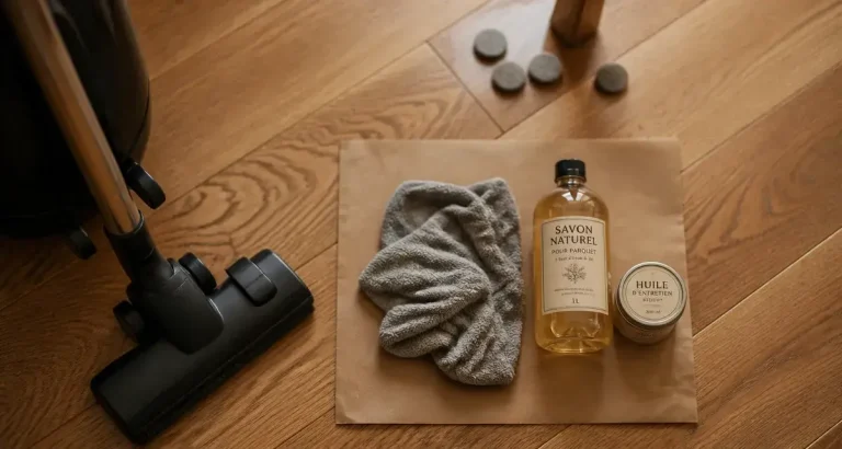 Parquet nettoyage : microfibre essorée et savon naturel pour parquet huilé