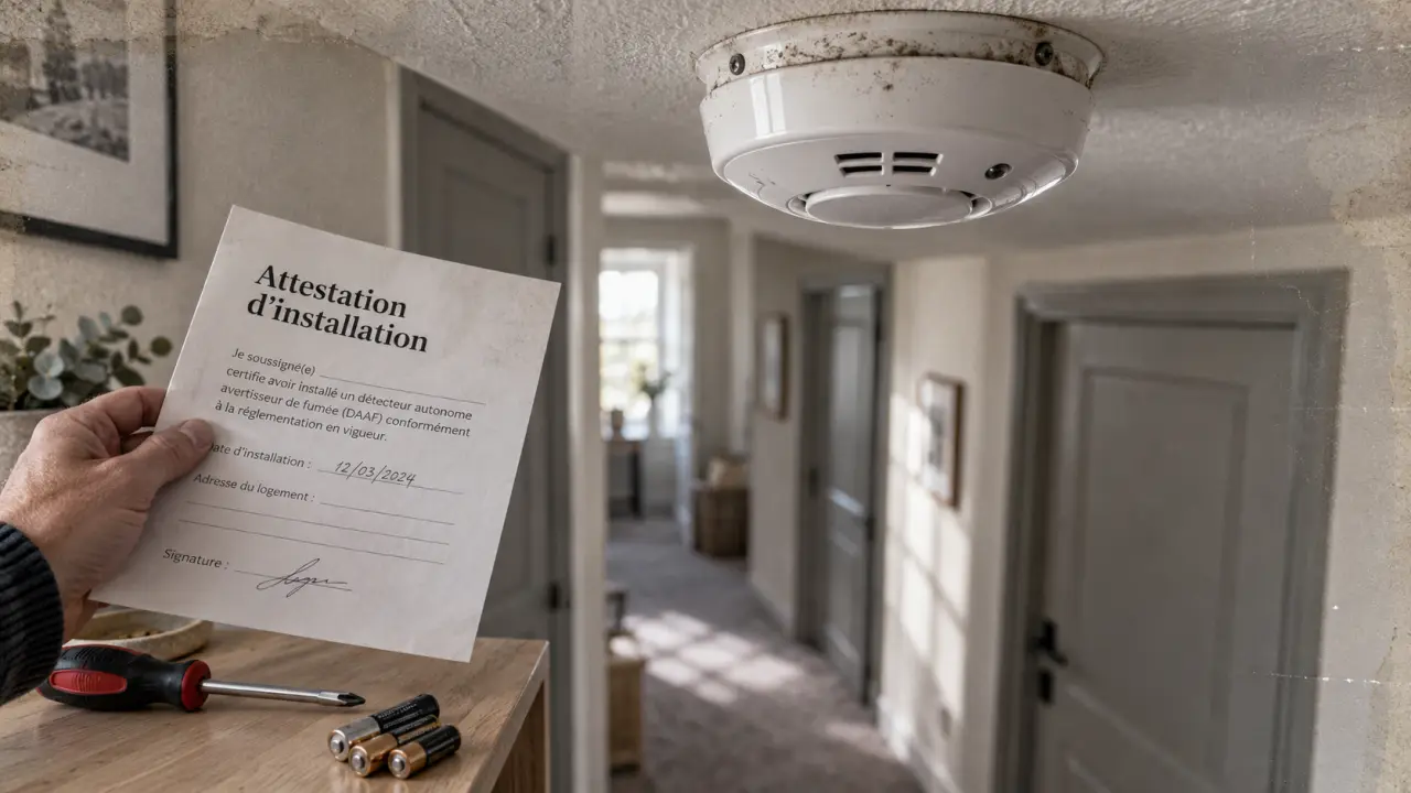 Detecteur de fumée obligatoire au plafond, attestation d’installation et entretien DAAF