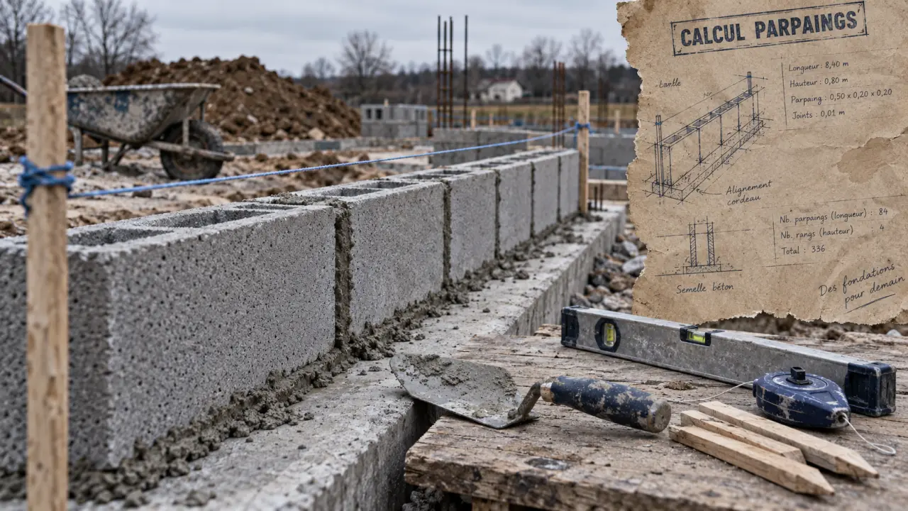 Monter un mur en parpaing : parpaings posés sur semelle, mortier et contrôle des joints